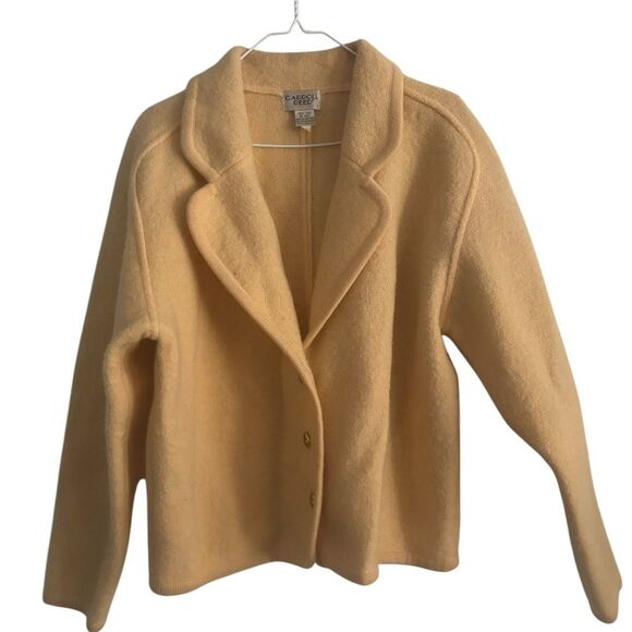 Carroll Reed 100% Wool Yellow Women’s Button-Up Sweater Suit Jacket-size XL - Picture 3 of 8